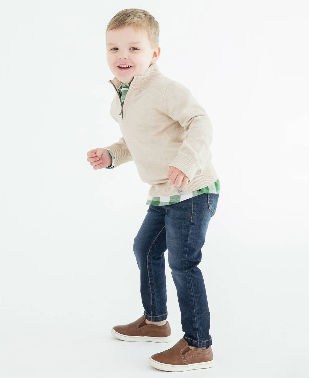 Boys Heather Oatmeal Quarter-Zip