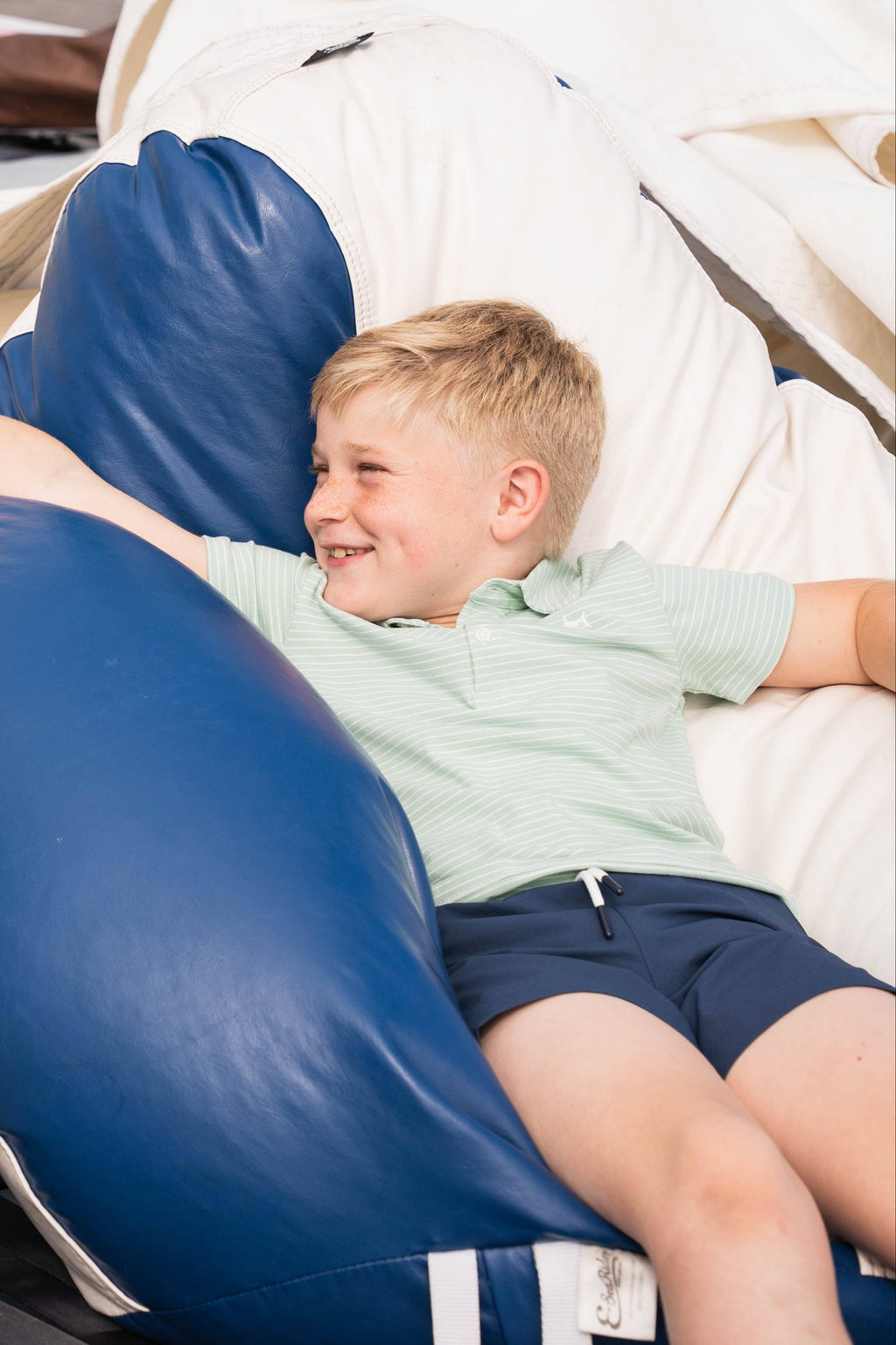 Saltwater Boy Green/white Stripe Polo
