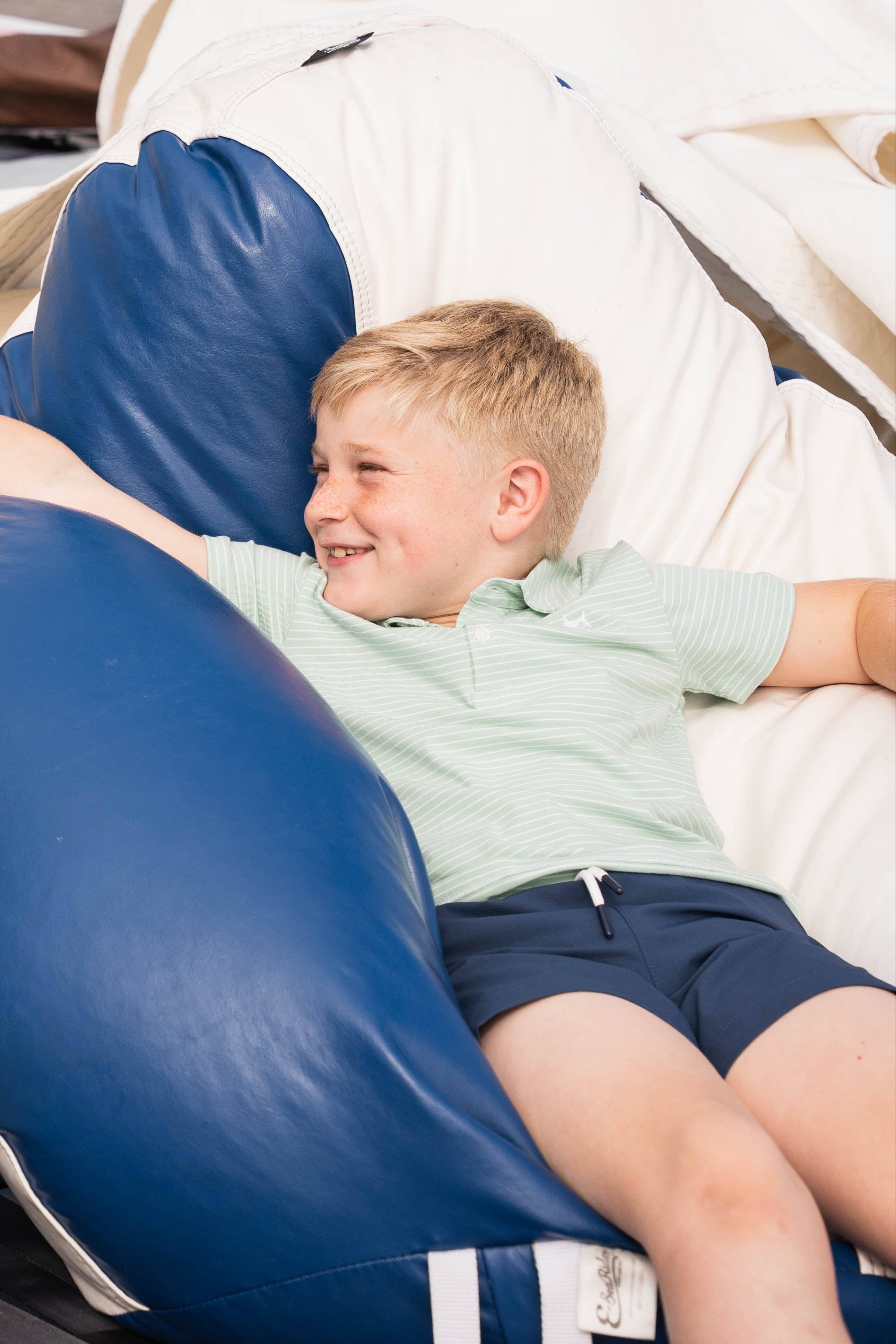 Saltwater Boy Green/white Stripe Polo