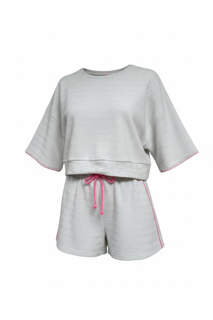 Cream And Red Scallop Set