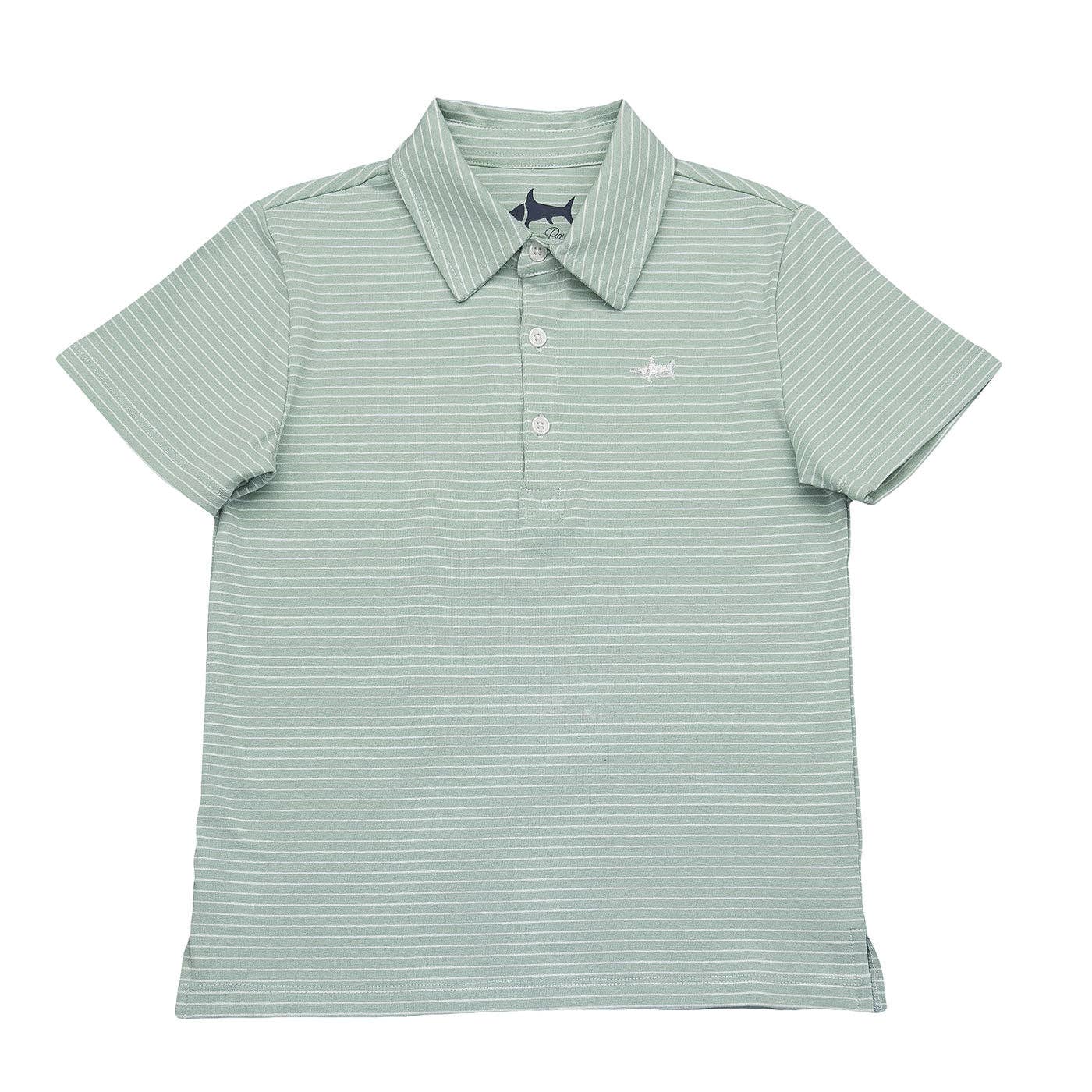Saltwater Boy Green/white Stripe Polo