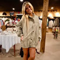 Beige Garment Washed Oversized Jacket
