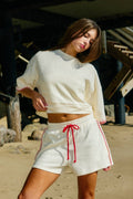 Cream And Red Scallop Set