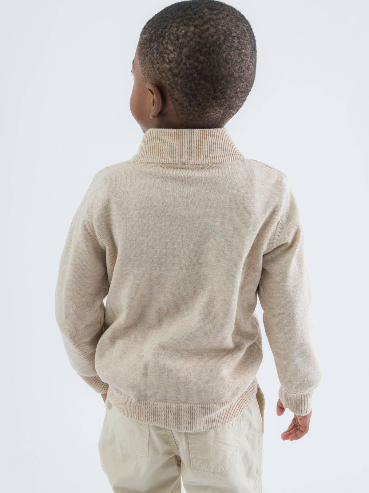 Boys Heather Oatmeal Quarter-Zip