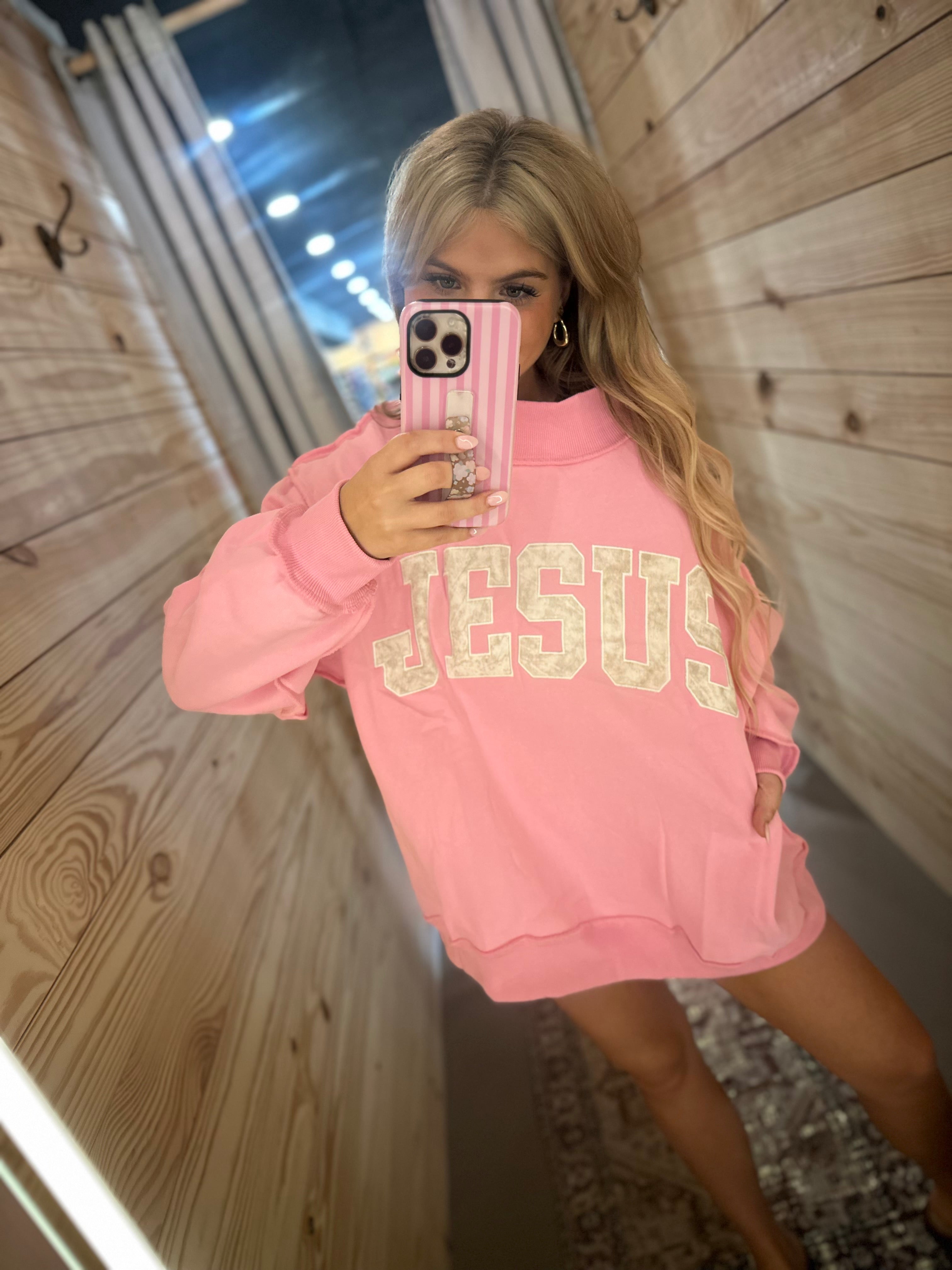 Camo Jesus Pink Mock Neck