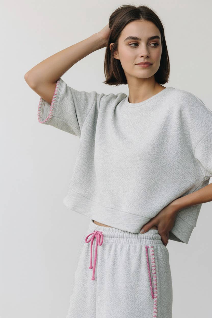 Cream And Red Scallop Set