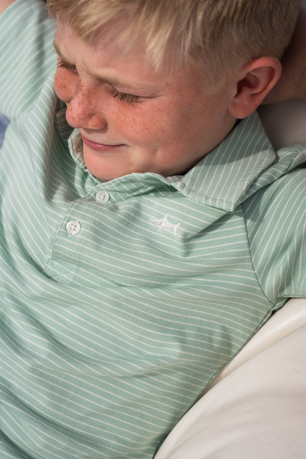 Saltwater Boy Green/white Stripe Polo